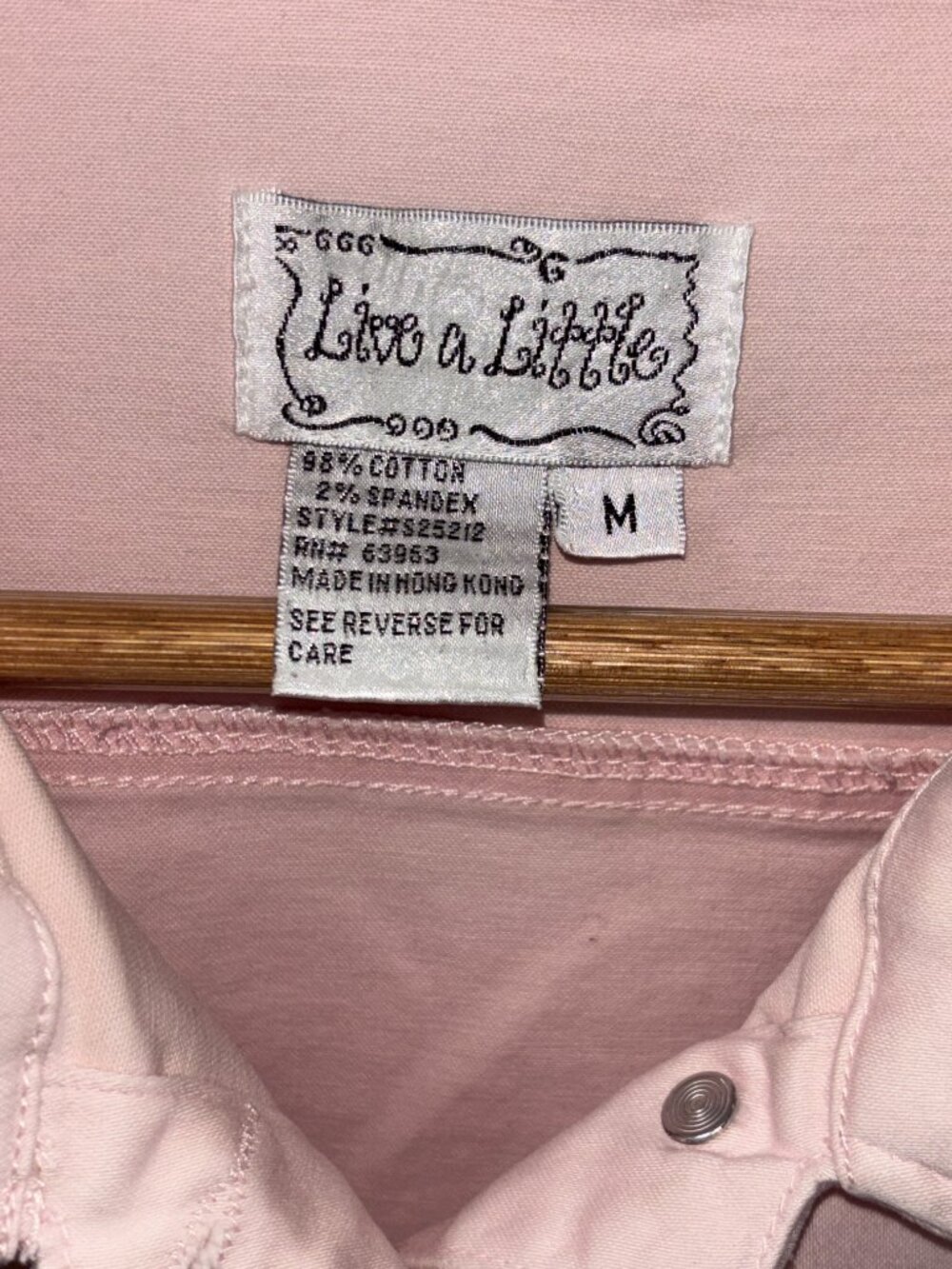 Live A Little Light Pink Soft Denim Jacket Pastel Button Front Medium - Picture 3 of 7